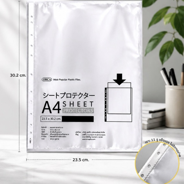 ซองใส่เอกสาร 11 รู ORCA 1ลัง/1,000ซอง รองรับขนาด A4 F4 ป้องกันน้ำ จัดเก็บเอกสารได้เป็นระเบียบ