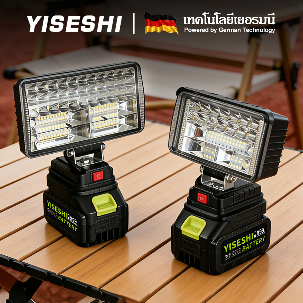 4/8นิ้ว ไฟ LED ทำงานไร้สาย 21V แบตเตอรี่ลิเธียมขับเคลื่อน Super Bright โคมไฟรักษาความปลอดภัยกลางแจ้ง โคมไฟตั้งแคมป์