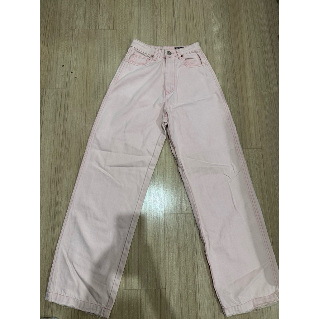 กางเกงยีนส์ brand: TBY ผู้หญิง สีชมพู size S ทรงขากระบอก เอวสูง