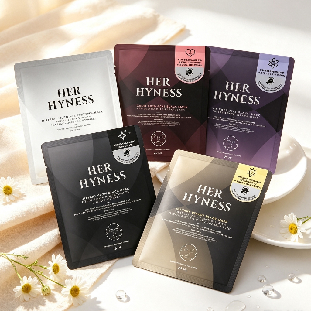 HER HYNESS Mask เฮอ ไฮเนส แผ่นมาสก์หน้า 25ml (Glow Black/Youth Aox/Bright Black/Calm Anti-Acne/Renew