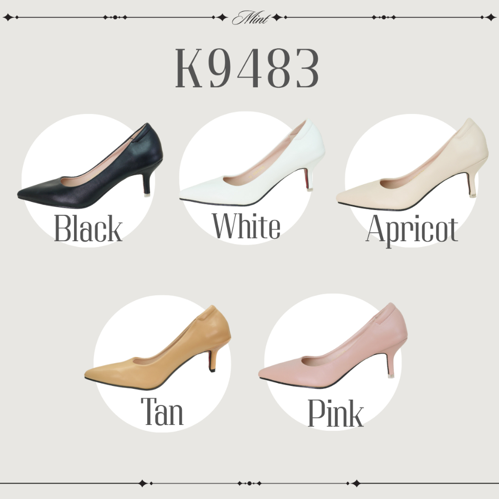 สินค้าพร้อมส่ง K9483 รองเท้าคัทชู รองเท้าส้นสูง