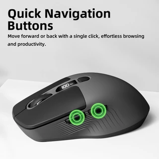 GOOJODOQ Triple Connectivity Mouse 2.4GHz & Dual Bluetooth Silent Ergonomic Design with LED Display and DPI Adjustment