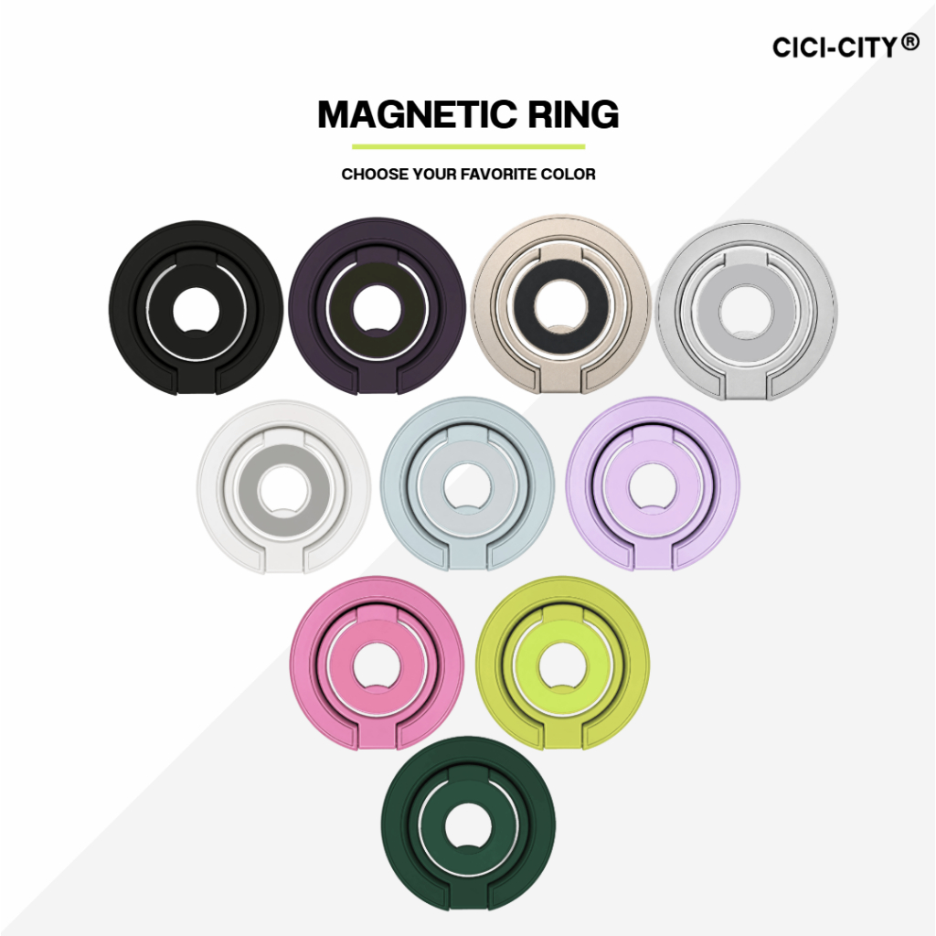 CiCi-City สีเรียบ Magnetic Ring รองรับ MagSafe ขาตั้งโทรศัพท์มือถือ พับได้ ปรับมุมได้