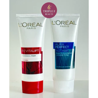 ⭐️พร้อมส่ง|แท้100%⭐️โฟมล้างหน้า L'Oréal Paris Revitalift Cleansing Foam และ Aura Perfect Milky Foam 100ml