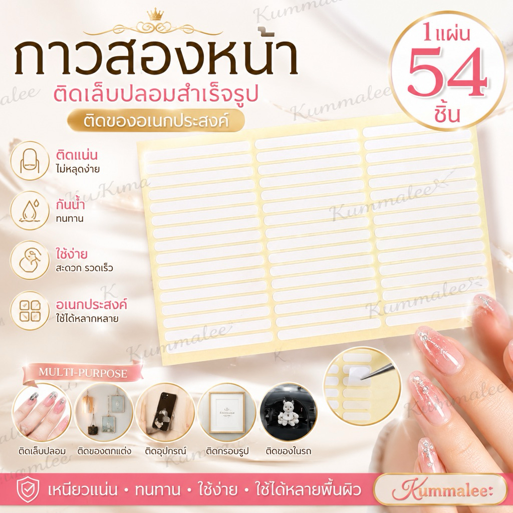 กาวสองหน้าสำหรับติดเล็บปลอมสำเร็จรูป ติดของอเนกประสงค์ 1 แผ่น 54ชิ้น สินค้าพร้อมส่ง