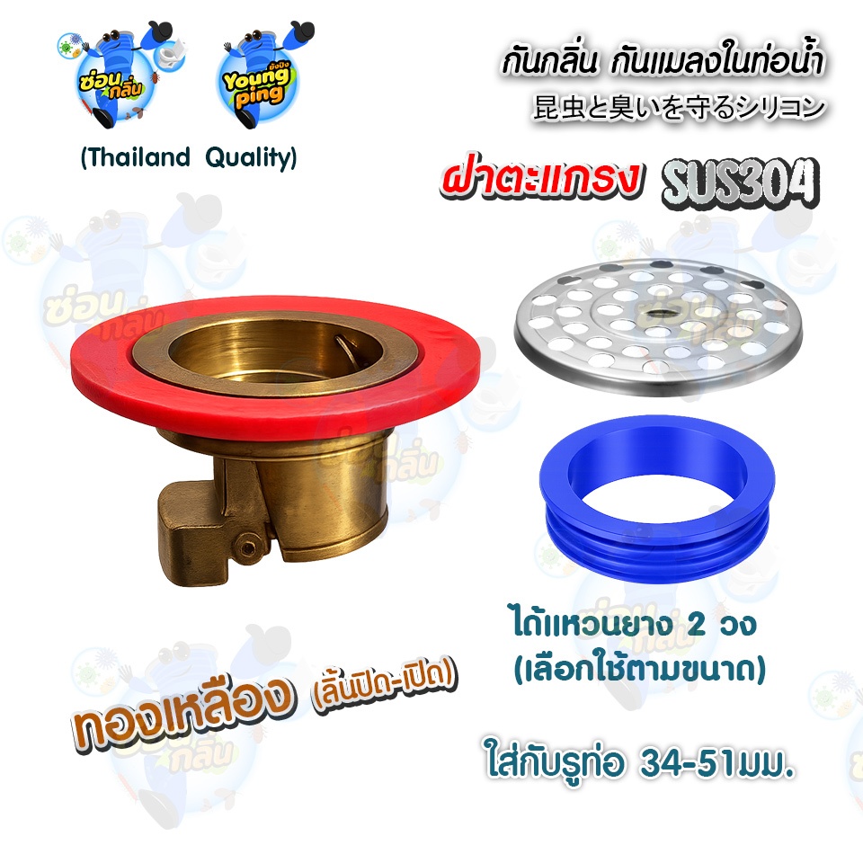 SaunGlin ทองเหลือง ดับกลิ่น ในท่อระบายน้ำ กันแมลง ตะขาบ แมงสาบ แมลงหวี่ขนในท่อน้ำทิ้ง