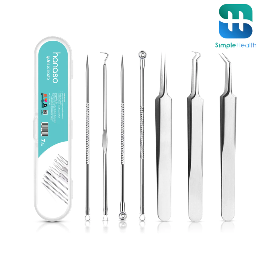 Simple Health ที่กดสิว 7ชิ้น ที่กดสิวสแตนเลส Acne tool สแตนเลสอย่างดี ไม่ขึ้นสนิม พร้อมกล่อง