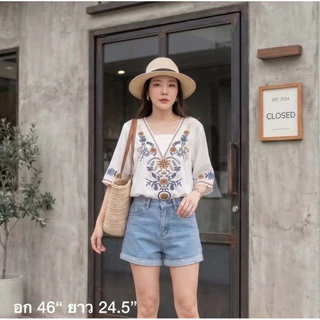 2. เสื้อ ผู้หญิง ผ้าสปัน ปัก 🧥อก ~46“" ยาว ~24-26” (ขนาดจะโชว์อยู่ในรูปนะค๊า) แบรนด์ Nudyda🌈 ผ้านุ่ม ส่งไวมาก จาก กทม.
