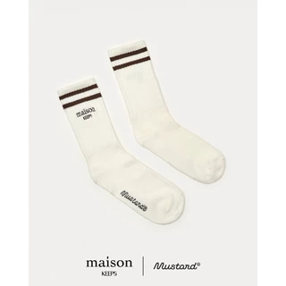 maison KEEPS x Mustard | Striped socks | ทอโลโก้ maison และ Mustard