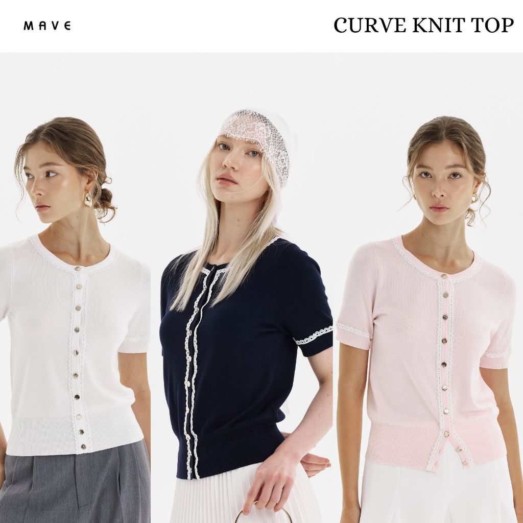 MAVE เสื้อ รุ่น Curve สี Navy,Pink,White