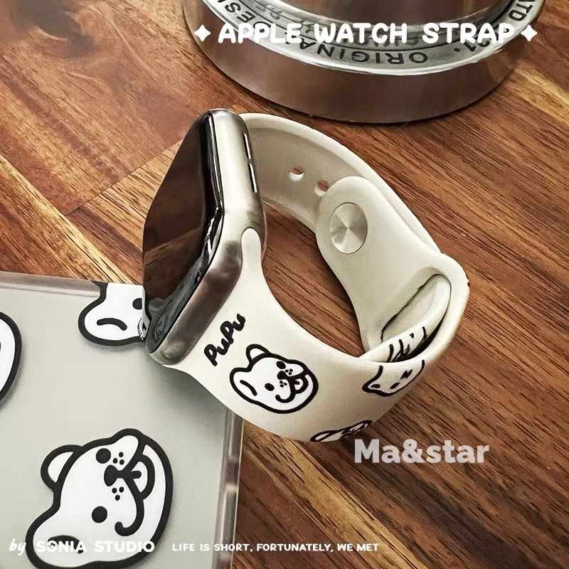 ยาง pupu สายยาง iWatch สายนาฬิกา watch11 10 ultra 8 9 7 6 5 4 สายนาฬิกา smart watch ปรับง่าย สาย38-49mm สาย smart watch