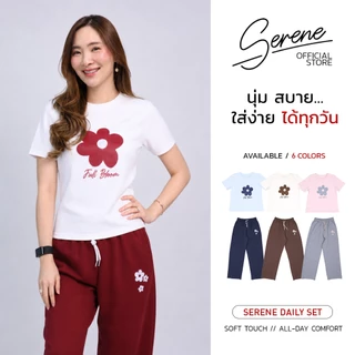 Serene's Choice ชุดเซตผู้หญิง รุ่น Full Bloom เสื้อแขนสั้น และ กางเกงขายาว ทูโทน ลายดอกไม้ | Two-Tone Floral Print Set