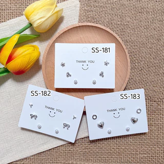 [SS2] ต่างหูเซต3คู่(6ชิ้น) ต่างหูมินิมอลแบบติดหูสีเงินพร้อมแป้นแบบยางทุกคู่ ราคาต่อ1เซต(6ชิ้นตามภาพ)