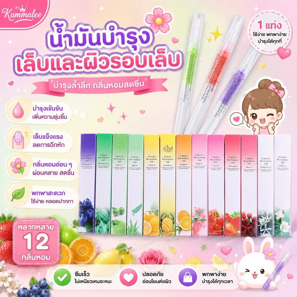 ออยบำรุงเล็บ น้ำมันบำรุงเล็บ กลิ่นผลไม้ดอกไม้