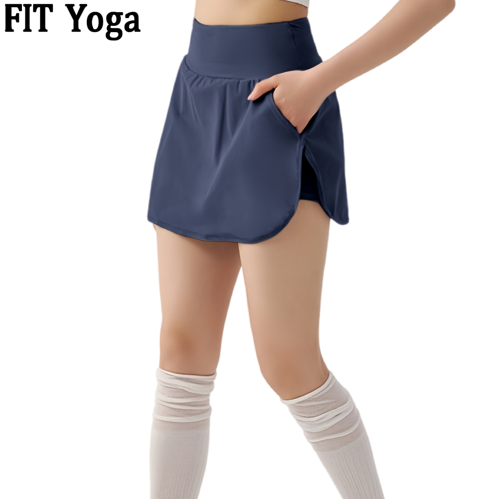 FitYoga กระโปรงกีฬาสั้นสำหรับผู้หญิง ป้องกันแสงกลางแจ้งมืออาชีพวิ่งออกกำลังกายสวมกระโปรงสั้นกระโปรงเทนนิส
