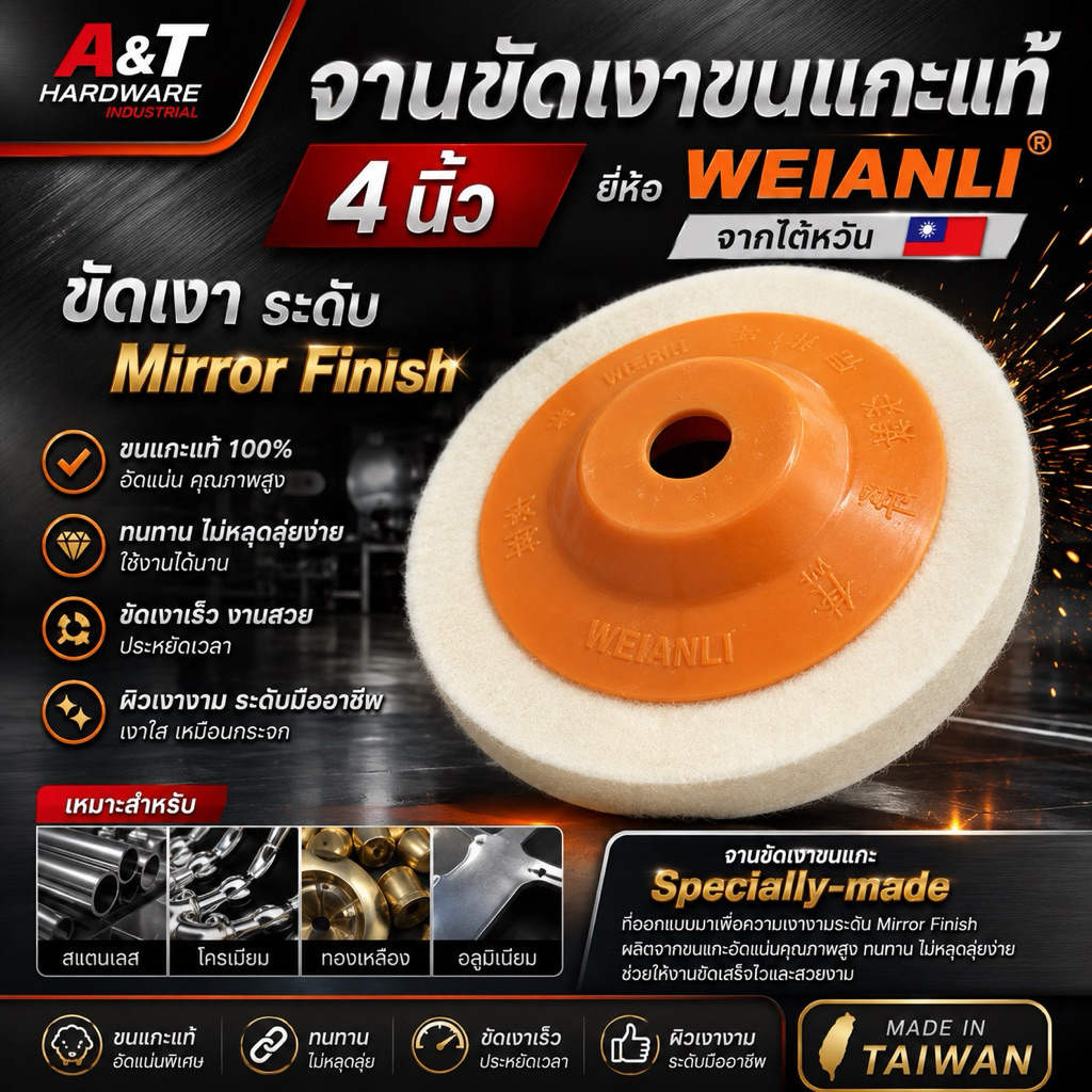 จานขัดเงาขนแกะ ใบขัดเงาขนแกะ ขนาด4นิ้ว