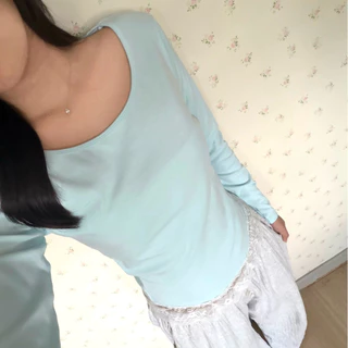 DOPEY.PUFFY/ Fleur long Sleeve เสื้อแขนยาวคอตตอนยูนิแต่งชายลูกไม้