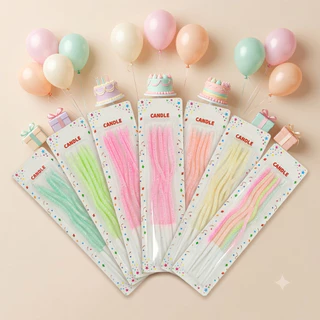 เทียนวันเกิดแบบเกลียว สีกลิตเตอร์ KT(พร้อมส่ง)