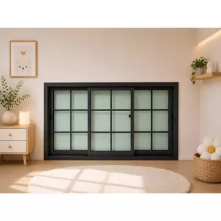 หน้าต่างบานเลื่อน 3 ช่อง 109x150cm.[ลายโมเดิร์น][ถูกสวยดีมีคุณภาพ][ล็อกซ้าย-ขวา][วงกบขอบใหญ่][สินค้าคุณภาพราคาถูก]
