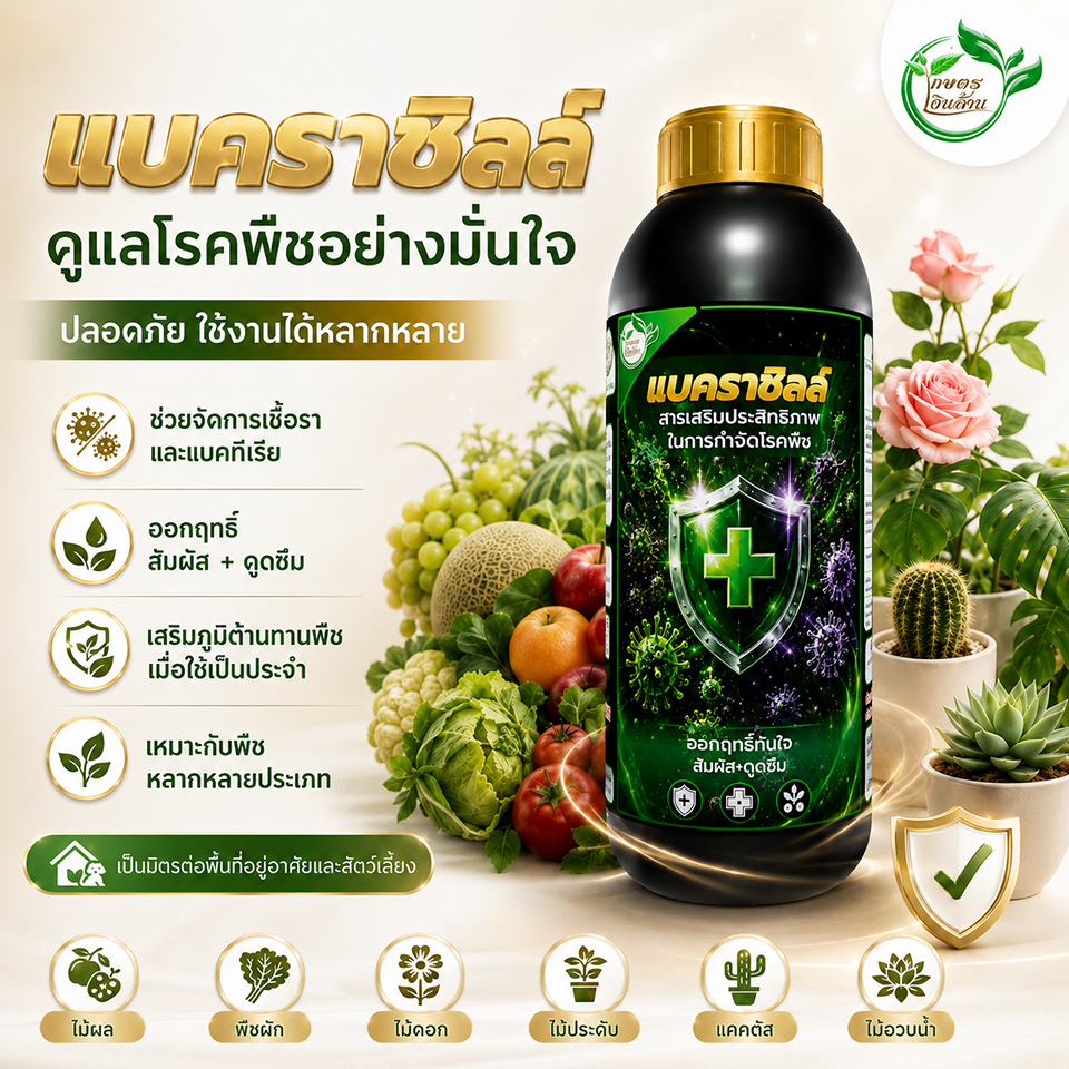 [คิมเกษตรเงินล้าน]แบคราชิลล์ สารสกัด สูตรกำจัดเชื้อราและแบคทีเรีย ออกฤทธิ์สัมผัสและดูดซึม