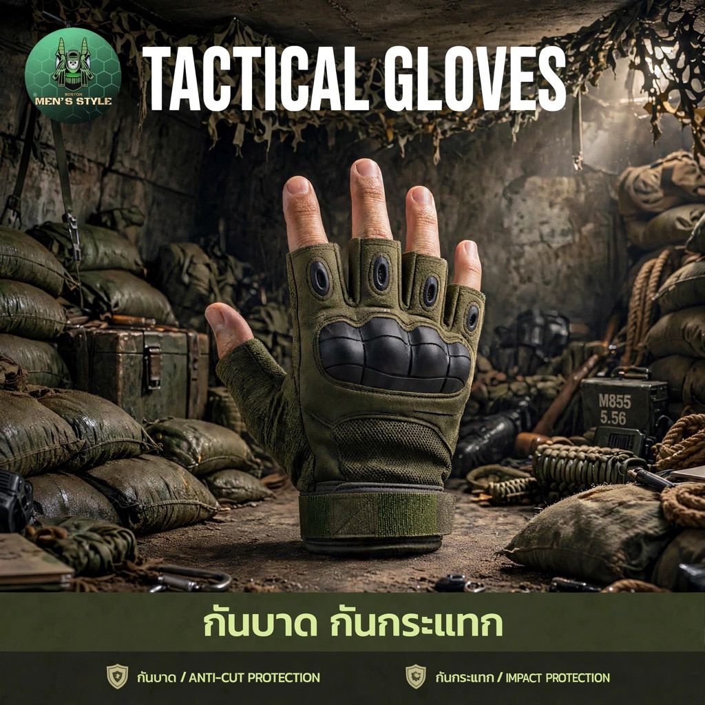 Tactical Gloves ถุงมือยุทธวิธี ปลายนิ้วทัสกรีนได้ป้องกันการบาด การกระแทก ระบายอากาศ เหมาะสำหรับใส่กลางแจ้ง