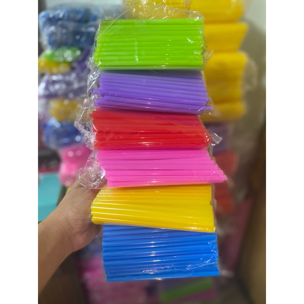 หลอดดูดน้ำพลาสติก หลอดสั้น ขนาด 6 มิล ยาว 15 ซม. (เลือกสีได้)