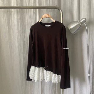 Hana Top (ฮานะ) | เสื้อผ้ายืดแขนยาว แต่งระบาย 2 ชั้น