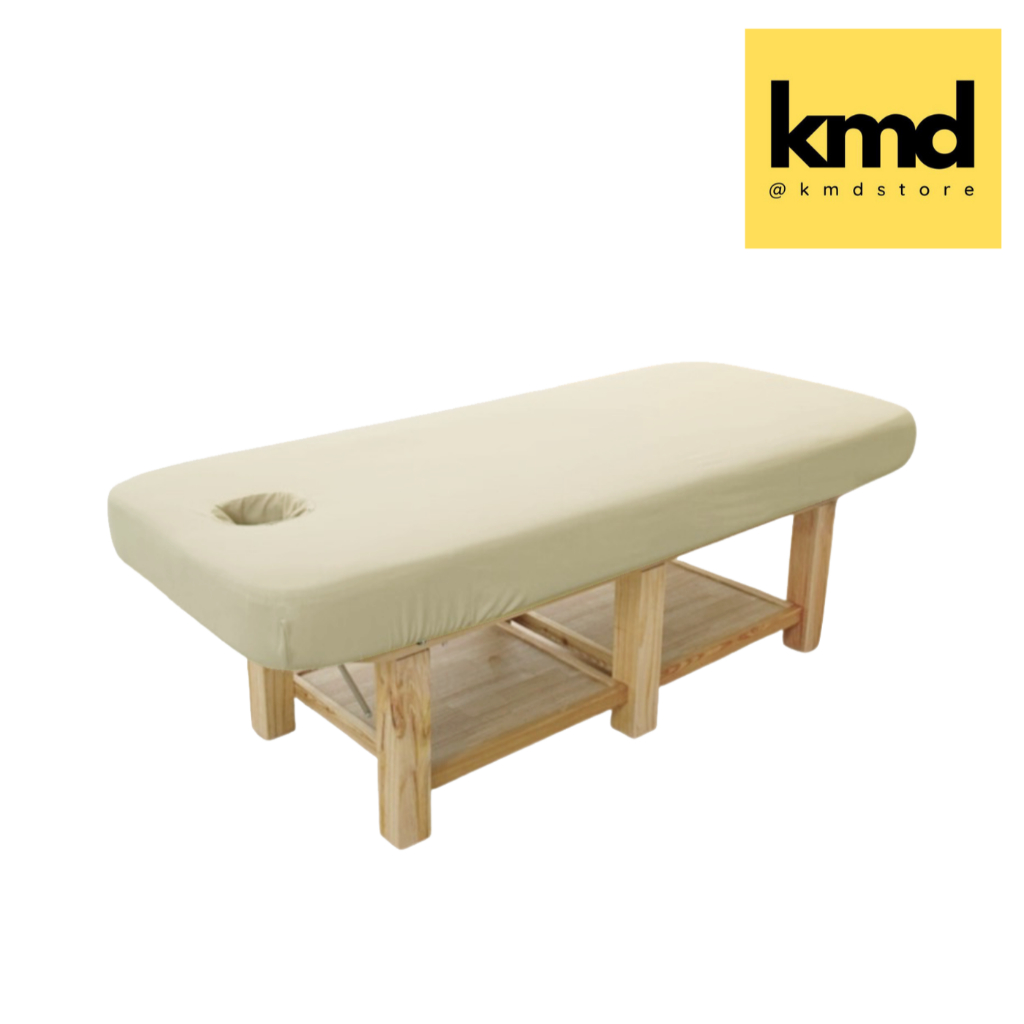 ผ้าคลุมเตียง ผ้าปูเตียงนวด เตียทรีทเม้นท์ แบบรัดมุม KMD มีช่องคว่ำหน้า ผ้าอย่างดี สำหรับนวดน้ำมันได้ 190*80 ซม