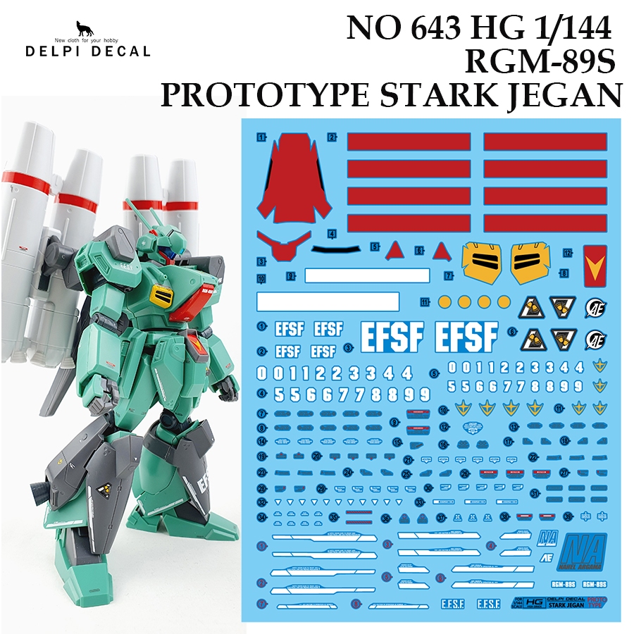 DELPI DECAL 643 HG 1/144 RGM-89S PROTOTYPE STARK JEGAN  WATER SLIDE DECAL