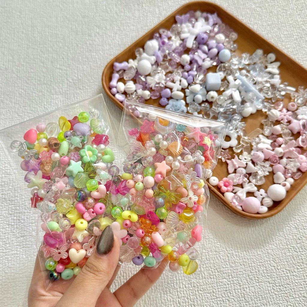 (พร้อมส่งจากไทย) ลูกปัดอะคริลิคคละพรีเมียมแยกสี 40กรัม (3ถุง100.-) ลูกปัดคละของตกแต่ง แยกโทนสี สำหรับทำเครื่องประดับ