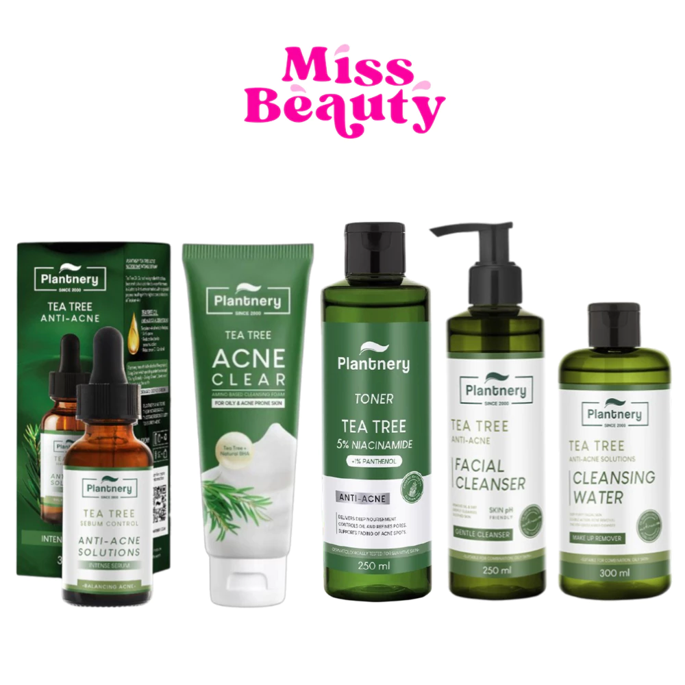 (เขียว) แพลนท์เนอรี่ ทีทรี Plantnery tea tree Set First Toner/Serum/Facial Cleanser/Cleansing Water