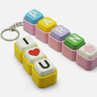 Keycap• พวงกุญแจ CLIKER ที่ห้อยกระเป๋ามินิมอล ใส่ชื่อได้ ป้ายชื่อ Diy คีย์บอร์ดกดแก้เครียด ของเล่นคลายเครียด1