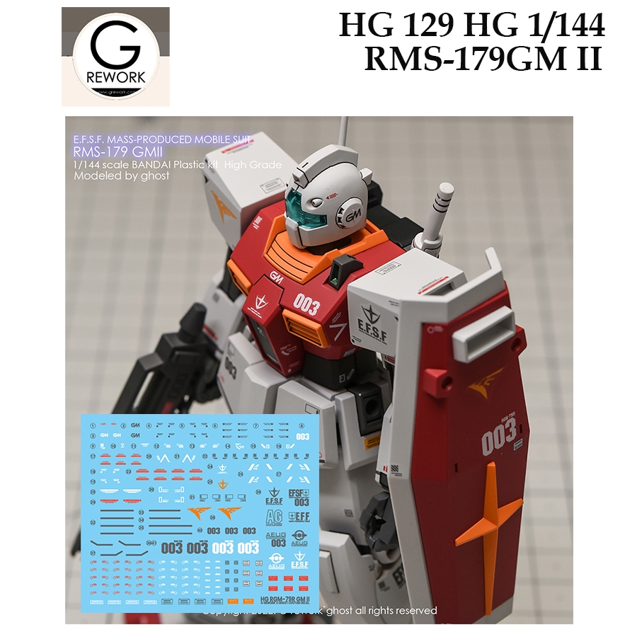 G Rework HG129 HG 1/144 RMS-179 GM II WATER SLIDE DECAL