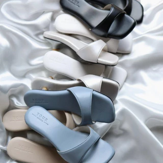 YOURSHOES O17 / รองเท้าส้นสูง 1นิ้ว รองเท้าหนังนิ่ม รองเท้าแบบสวม