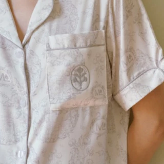 MUSLIN Reverie Ivory Mist - Silk Satin Pajamas [Maison collection]