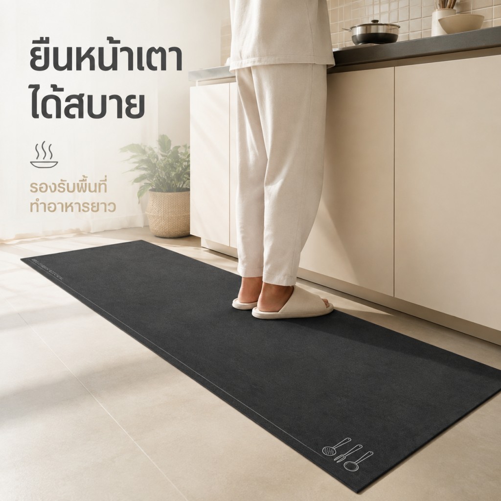 แผ่นกันลื่นสำหรับห้องครัว ขนาด 40x60cm/40x120cm กันน้ำมัน กันน้ำ จางยาก หนาและทนทาน พื้นผิวกันลื่น