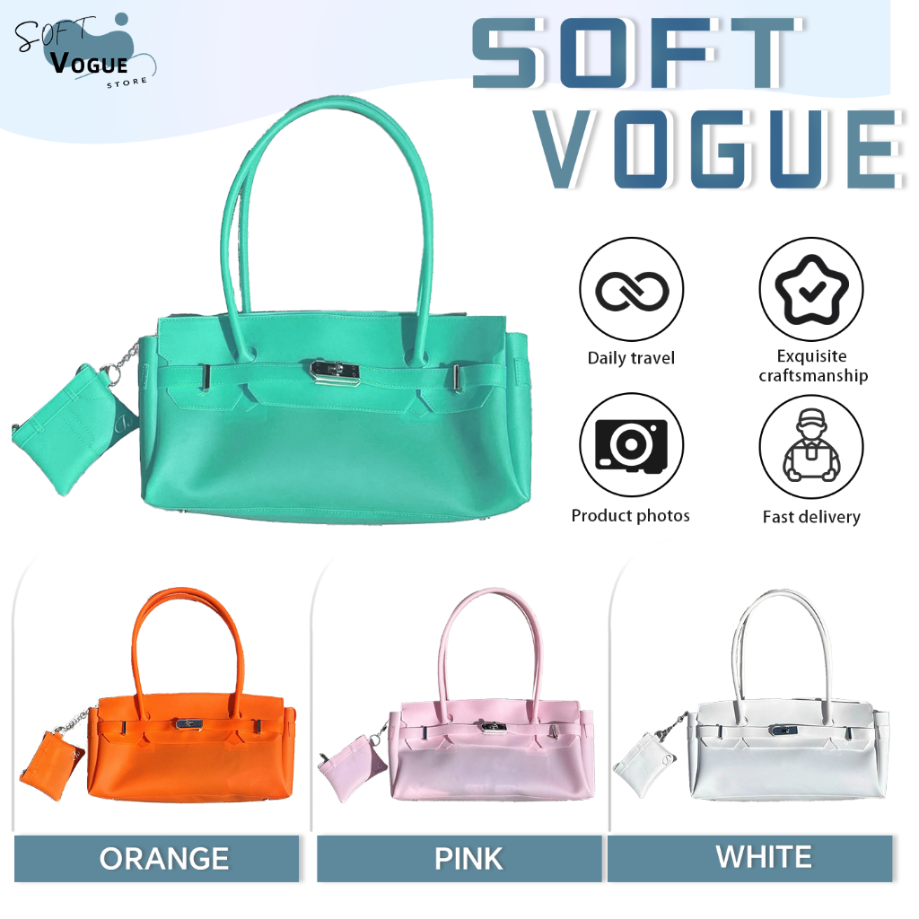 【ของแท้ 100%】ประเทศเกาหลี DEINET BAG 34.5*7*19.5 Grass green/Orange/Pink/White กระเป๋าโท้ท