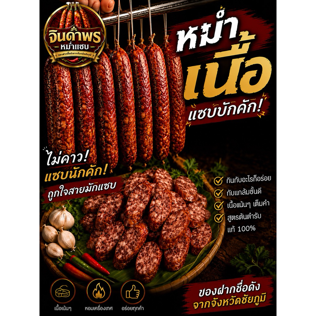 หม่ำเนื้อ ชิ้นใหญ่ ตลาดหม่ำช่องสามหมอ