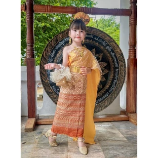 สีครีมชมพูชุดไทยวันทอง 3-10 ปีมี 8 ขนาดราคาไม่รวมเครื่องประดับ
