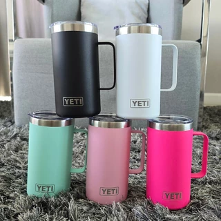 แก้วน้ำ24oz 720ml สแตนเลส304 เก็บอุณหภูมิความเย็น ร้อน มีด้ามหูจับ สีพื้นผิวด้านหน้าทราย สีไม่ลอก YT