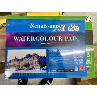 Renaissance A3 A4 กระดาษ 100 ปอนด์ เรนาซองซ์ 200g. สมุดวาดเขียน วาดรูป 15แผ่น/เล่ม Premium water color pad drawing paper