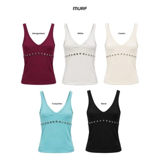 Lya Top | เสื้อคอวี ผ้าGlossyRib ทรงเข้ารูป กระดุมโลหะ ใส่ง่าย แมตช์ง่าย | MURF.BKK | T210