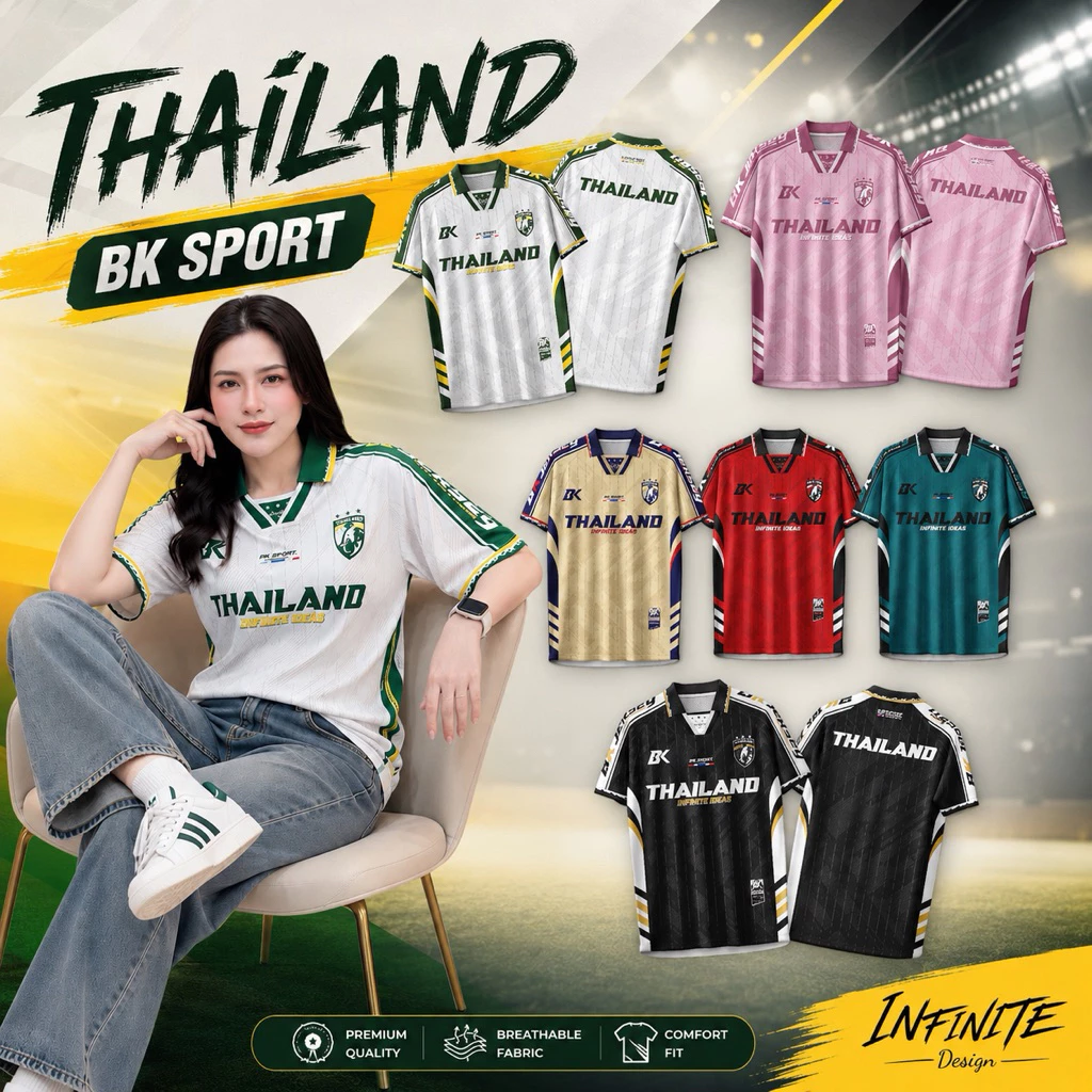BK THAI INFINITY-เสื้อบอลคอปกวินเทจ ทันสมัย สวมใส่สบาย สปอร์ต ผ้านิ่มระบายอากาศดี Tha050869