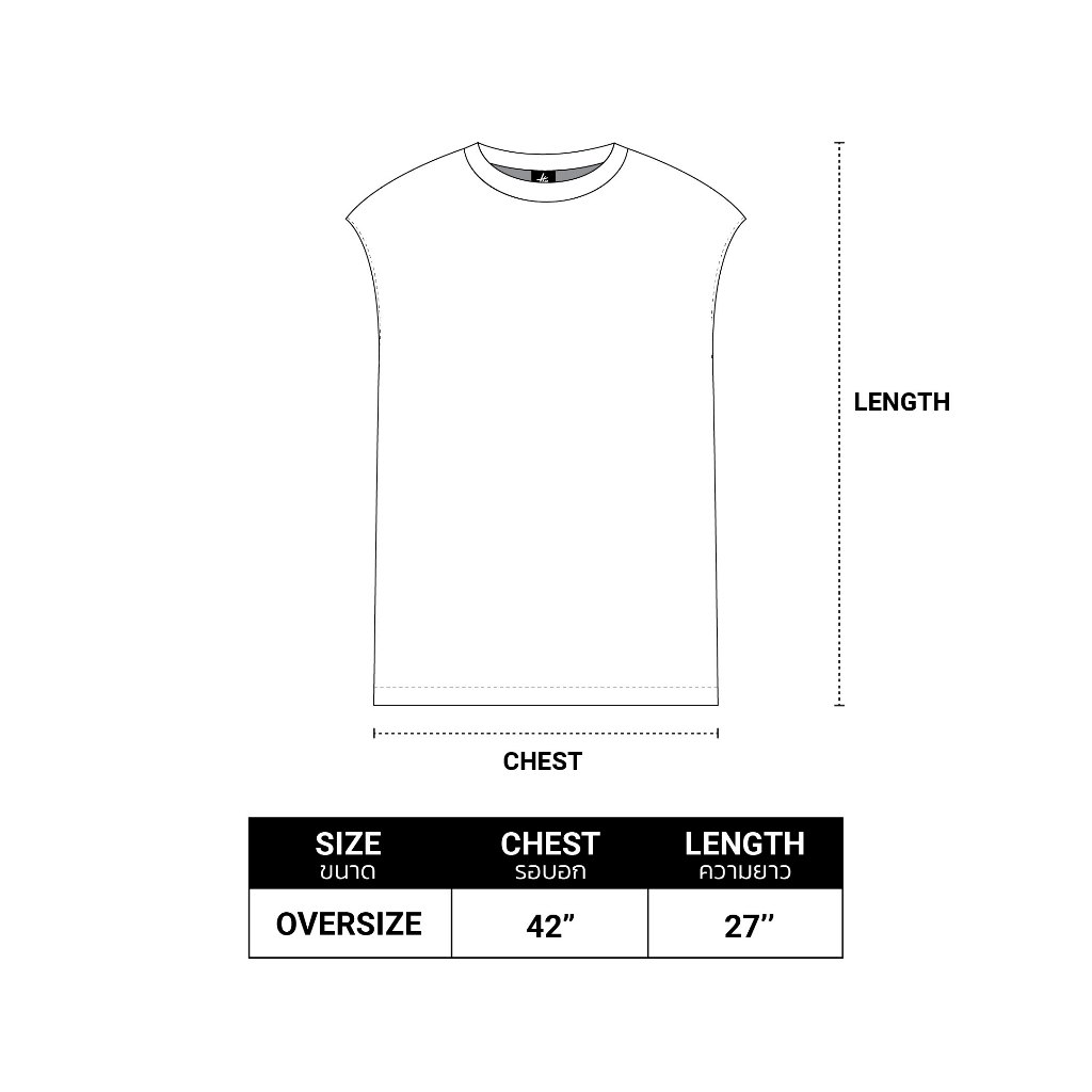 URTHE - เสื้อแขนกุด สกรีนลาย Oversize รุ่น RUN TIGER RUN SLEEVELESS SHIRT รูปที่ 7