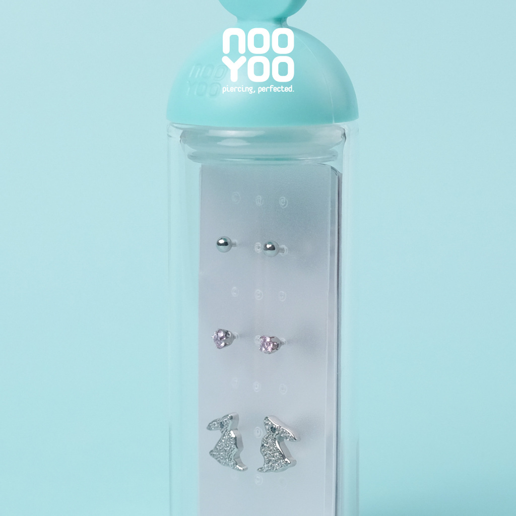 NooYoo طقم حلق Bunny Pop ستانلس جراحي — صورة 3