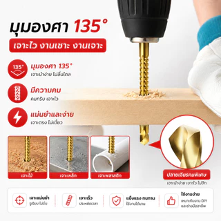 ชุดดอกสว่านเกลียวฟันเลื่อย HSS 4241 จำนวน 6 ขนาด 3-8 มม. สำหรับเจาะและเซาะร่อง งานไม้ อลูมิเนียม แผ่นเหล็กบาง พลาสติก