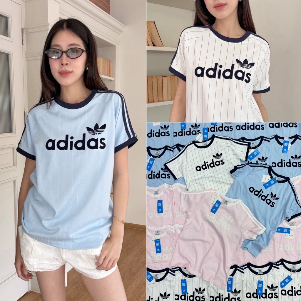 🍊 VL 5348 เสื้อยืดทรงโอเวอร์ไซค์ แต่งแถบ ลายสวยยอดฮิต ผ้าดีใส่สบาย