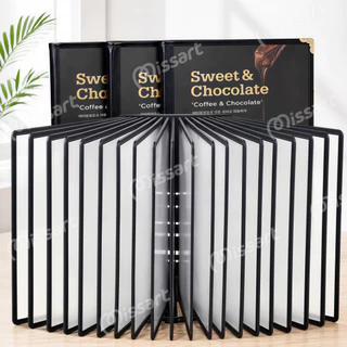 【พร้อมส่ง】แฟ้มเมนูอาหาร ขนาด A4 ปกพลาสติกใสอย่างดี เมนูโปร่งใส ขอบเงิน มี4ขนาดให้เลือก หนังสือสูตรอาหารร้านอาหาร