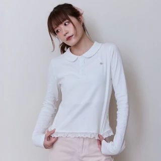 DAILYLOOK.SM --- Bonbon top เสื้อแขนยาวผ้าCotton spendex ปกคอบัว ดีเทลกระดุมสแนป