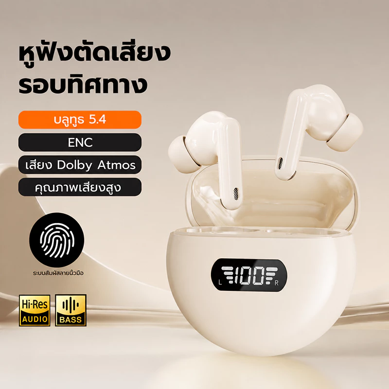 หูฟังบลูทูธไร้สายรุ่นใหม่ B45 อินเอียร์ เสียงดี หน้าจอดิจิทัล ตัดเสียงรบกวน แบตอึด สำหรับผู้ชายและผู้หญิง